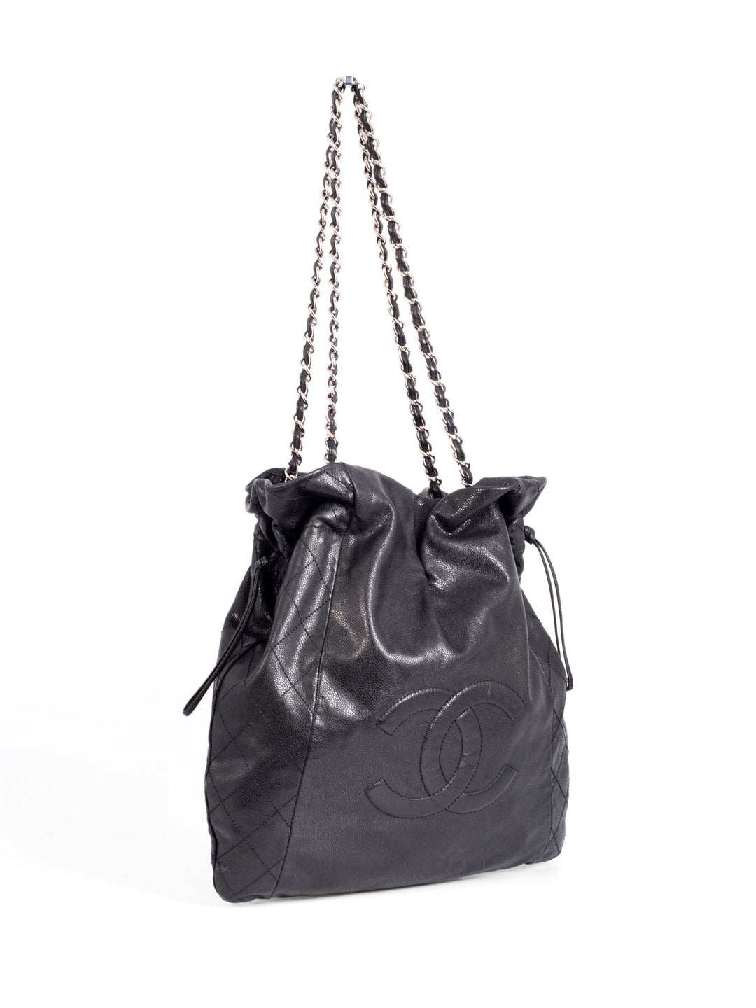 Top Quality Chanel Quilted Caviar Leather CC Logo Large Shopper Bag Black