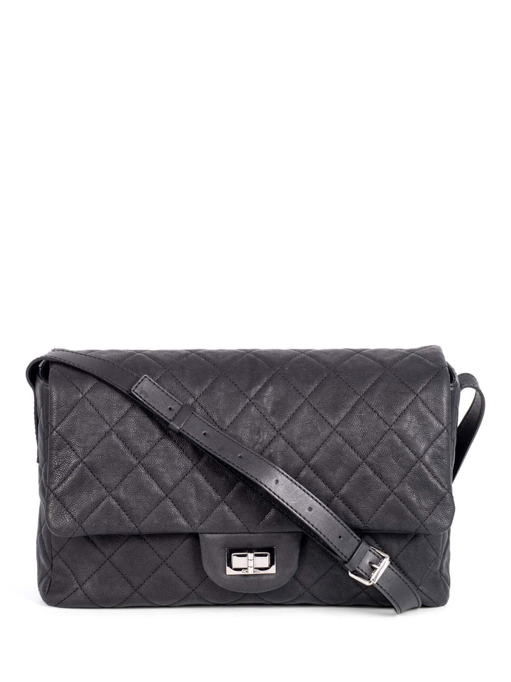 Top Quality Chanel Quilted Caviar Maxi Reissue Flap Messenger Bag Black