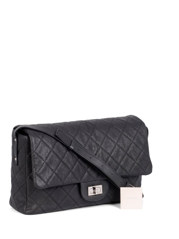 Top Quality Chanel Quilted Caviar Maxi Reissue Flap Messenger Bag Black