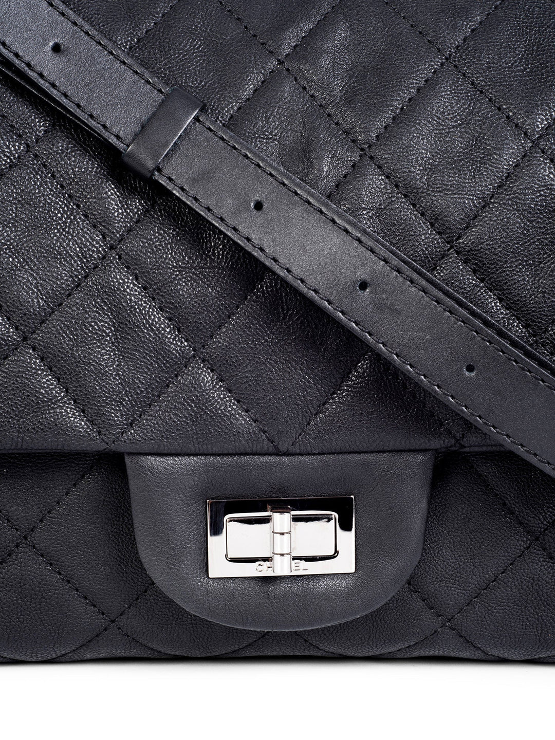 Top Quality Chanel Quilted Caviar Maxi Reissue Flap Messenger Bag Black