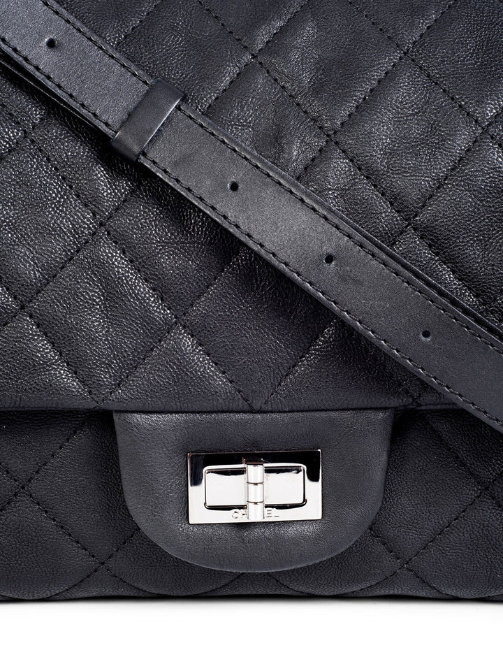 Top Quality Chanel Quilted Caviar Maxi Reissue Flap Messenger Bag Black