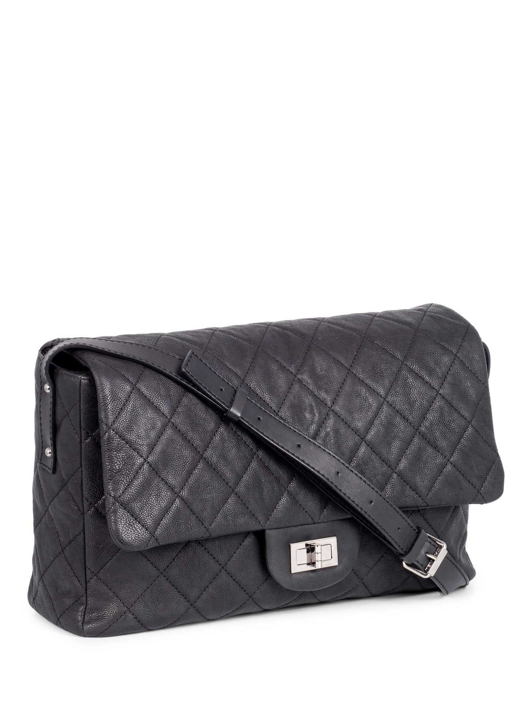 Top Quality Chanel Quilted Caviar Maxi Reissue Flap Messenger Bag Black