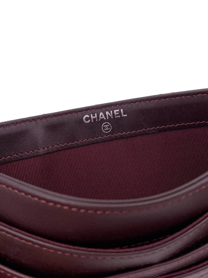 Top Quality Chanel Quilted Lambskin Leather Wallet Burgundy
