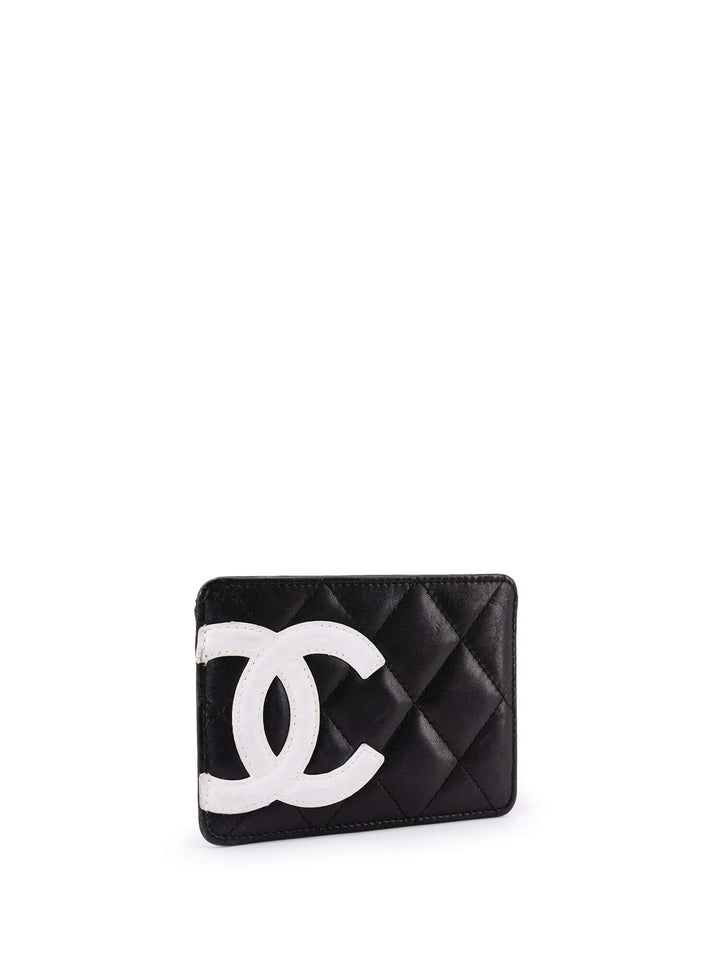 Top Quality Chanel Quilted Leather CC Cambon Card Holder Wallet Black