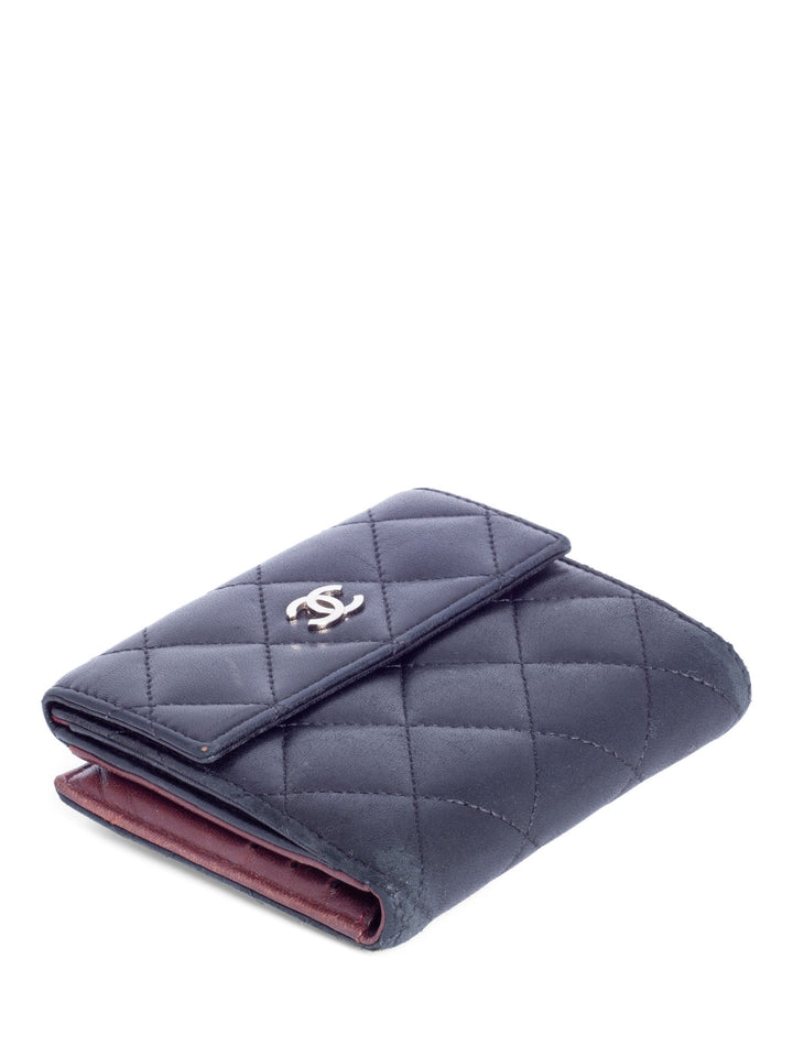 Top Quality Chanel Quilted Leather CC Logo Bifold Wallet Black