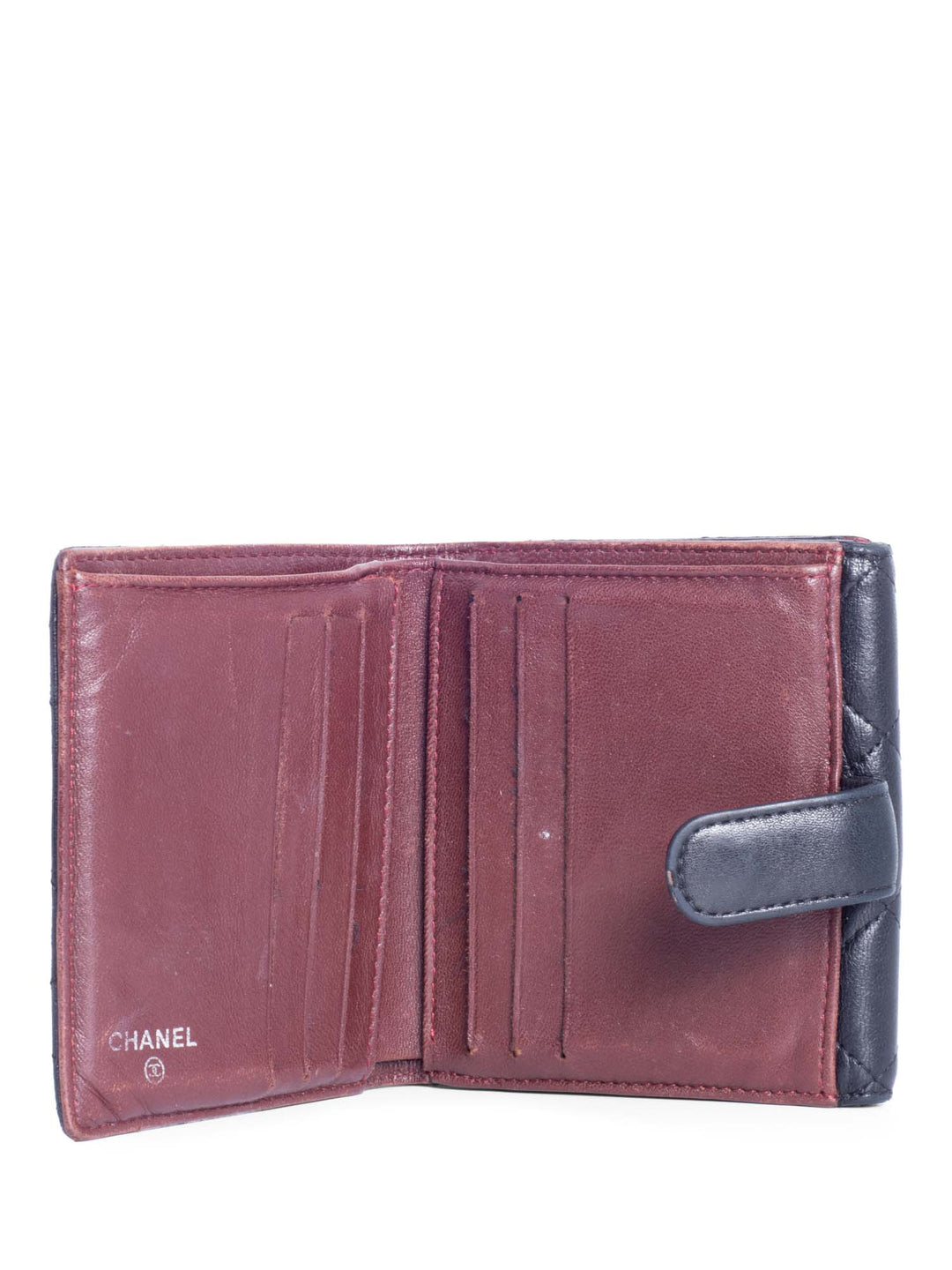 Top Quality Chanel Quilted Leather CC Logo Bifold Wallet Black