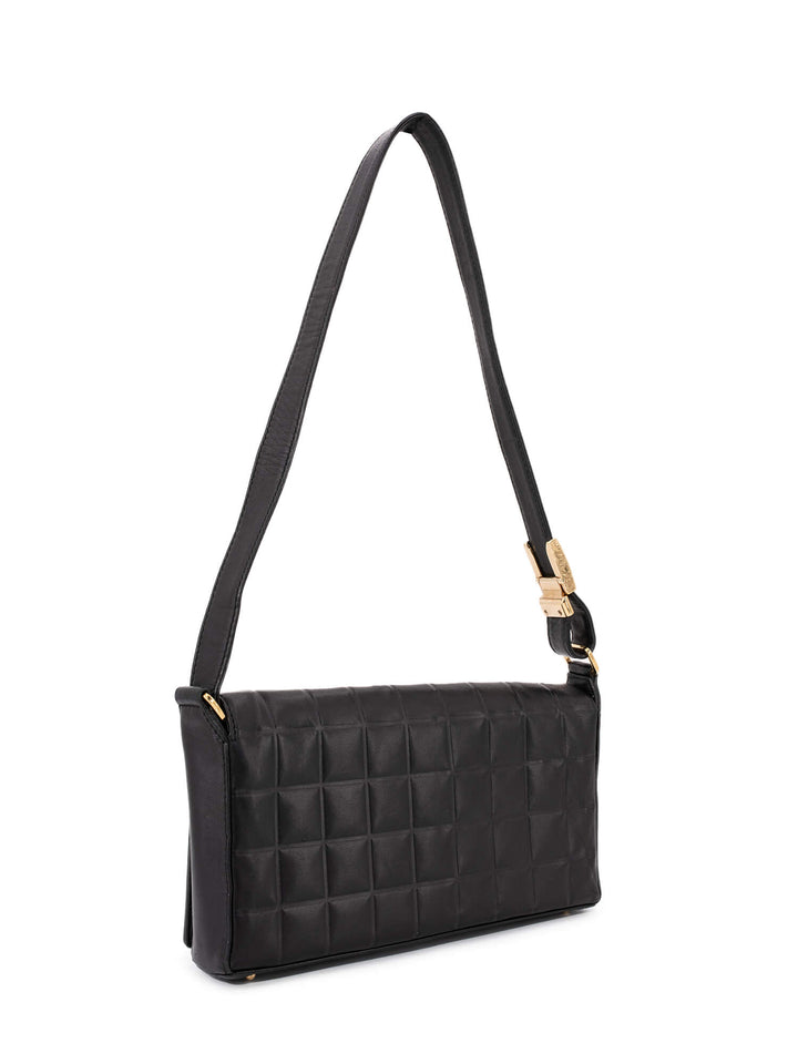Top Quality Chanel Quilted Leather CC Logo Chocolate Bar Flap Bag Black
