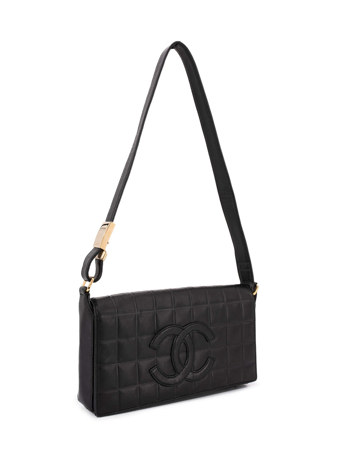Top Quality Chanel Quilted Leather CC Logo Chocolate Bar Flap Bag Black