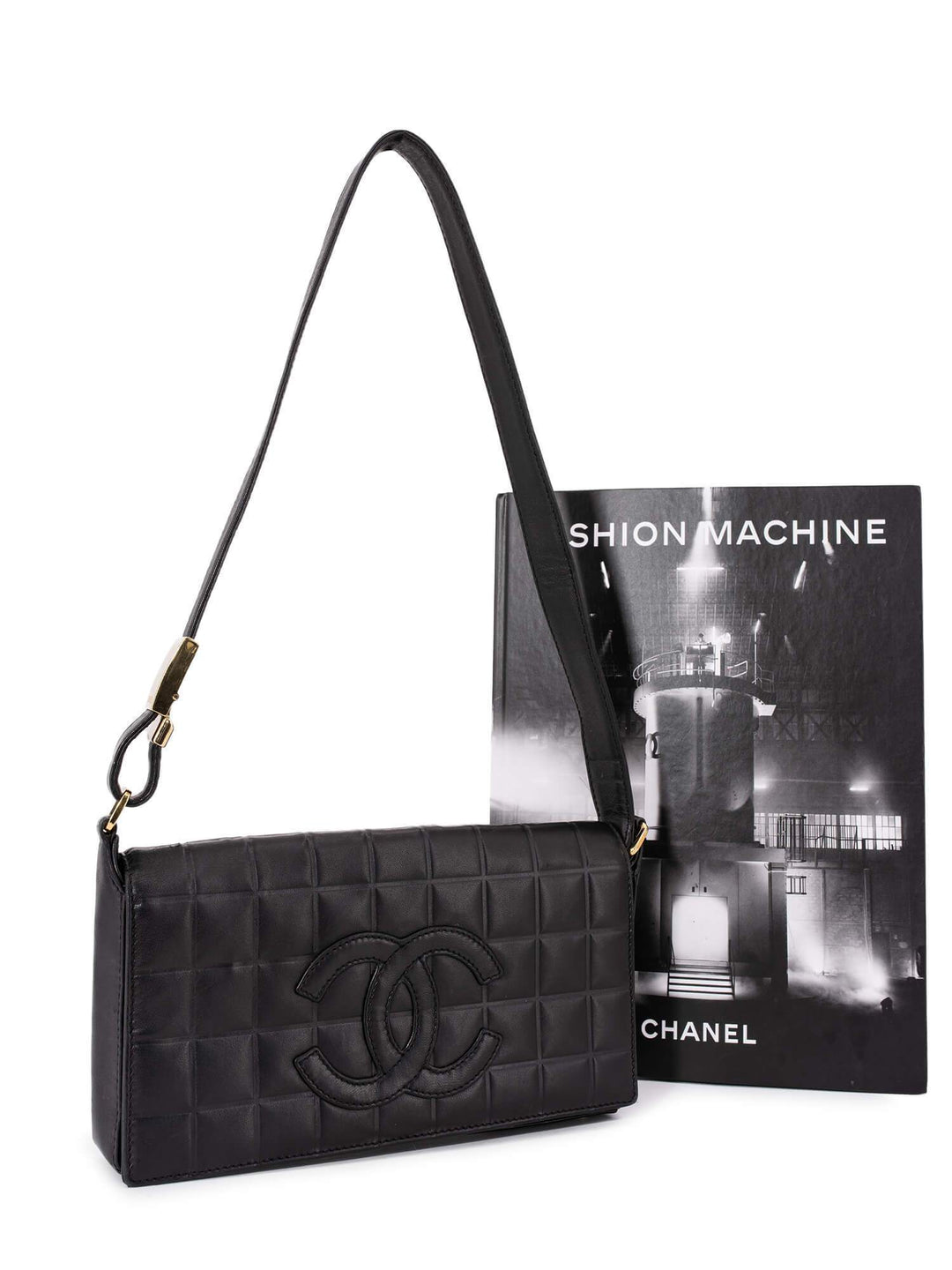 Top Quality Chanel Quilted Leather CC Logo Chocolate Bar Flap Bag Black