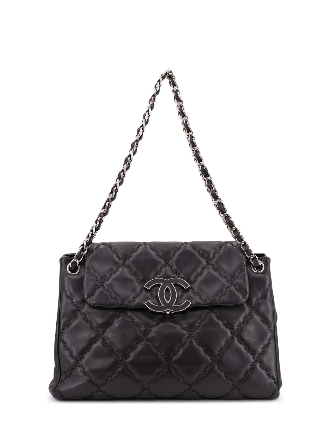 Top Quality Chanel Quilted Leather CC Logo Flap Bag Black