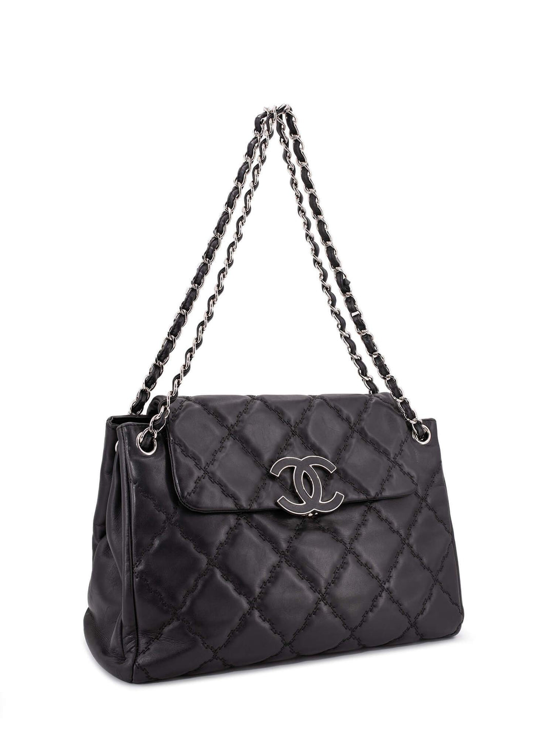 Top Quality Chanel Quilted Leather CC Logo Flap Bag Black