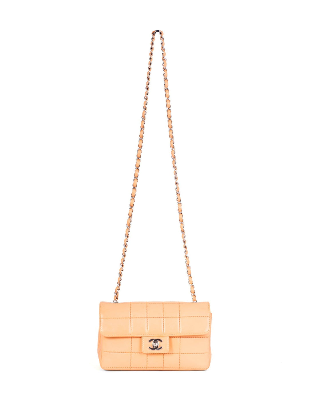 Top Quality Chanel Quilted Leather CC Logo Flap Messenger Bag Peach