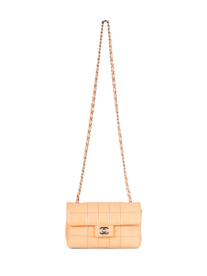 Top Quality Chanel Quilted Leather CC Logo Flap Messenger Bag Peach