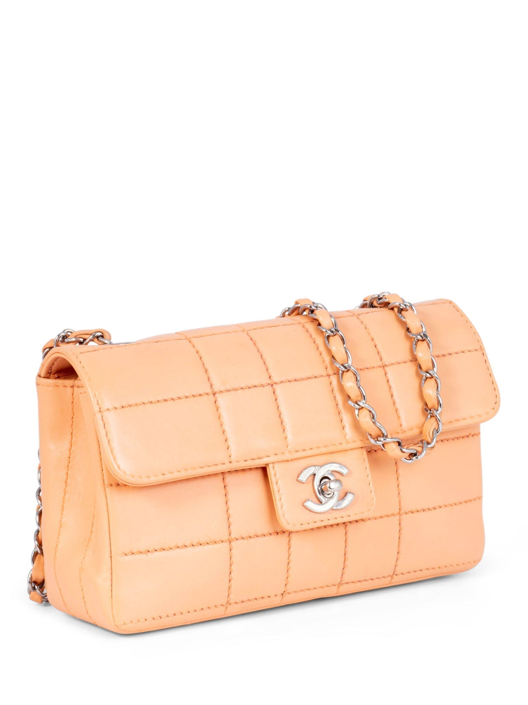 Top Quality Chanel Quilted Leather CC Logo Flap Messenger Bag Peach
