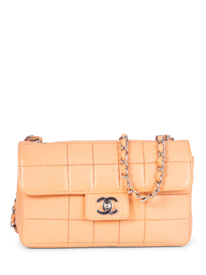 Top Quality Chanel Quilted Leather CC Logo Flap Messenger Bag Peach