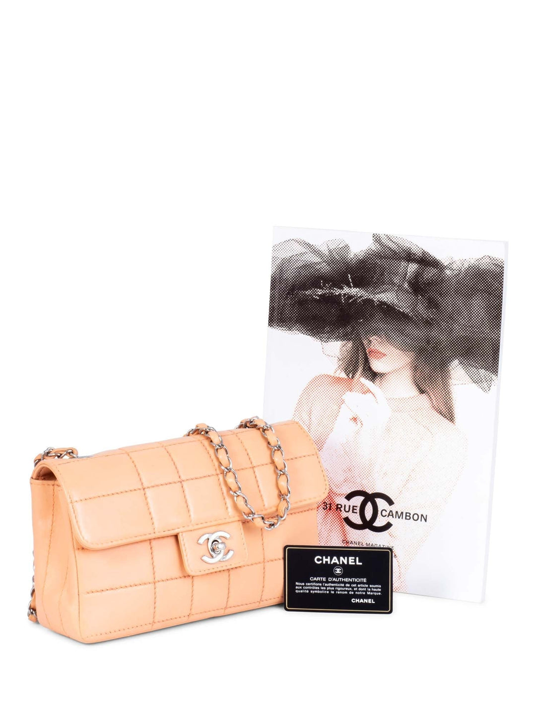 Top Quality Chanel Quilted Leather CC Logo Flap Messenger Bag Peach