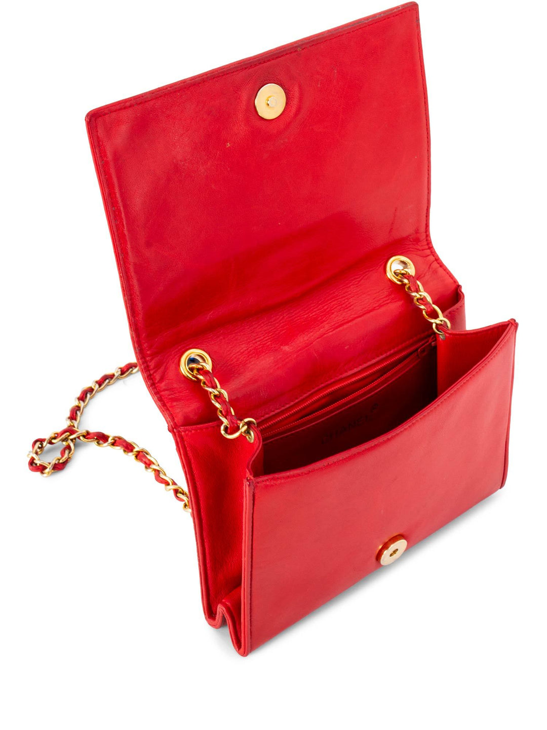 Top Quality Chanel Quilted Leather CC Logo Flap Messenger Bag Red