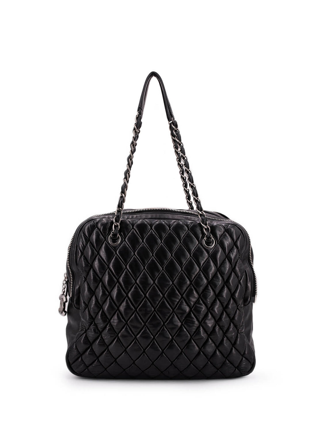 Top Quality Chanel Quilted Leather CC Logo Large Bag Black