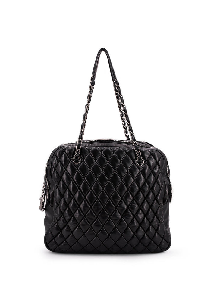 Top Quality Chanel Quilted Leather CC Logo Large Bag Black