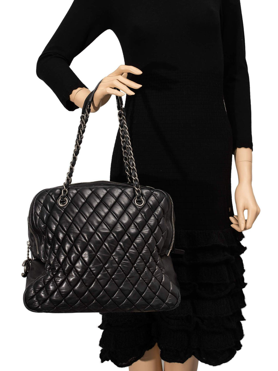 Top Quality Chanel Quilted Leather CC Logo Large Bag Black