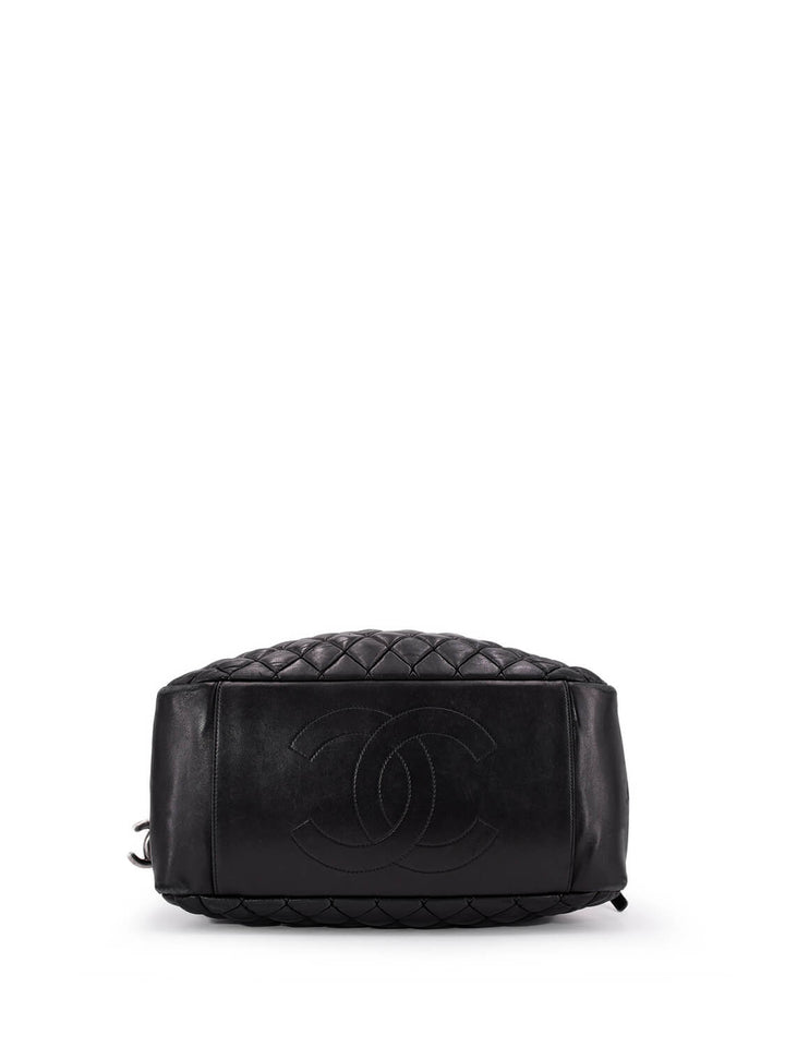 Top Quality Chanel Quilted Leather CC Logo Large Bag Black