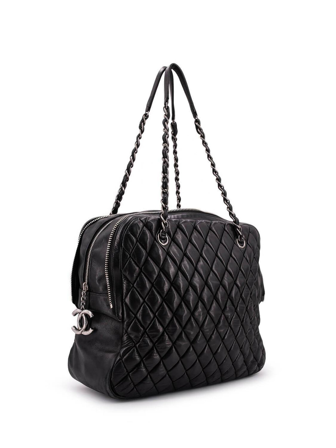 Top Quality Chanel Quilted Leather CC Logo Large Bag Black
