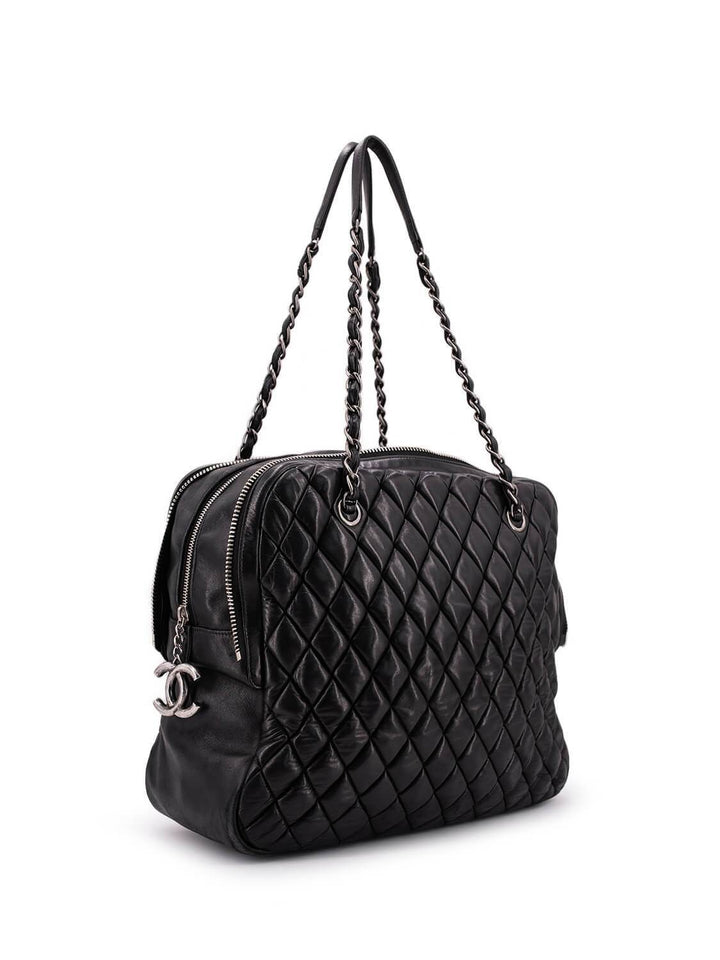 Top Quality Chanel Quilted Leather CC Logo Large Bag Black