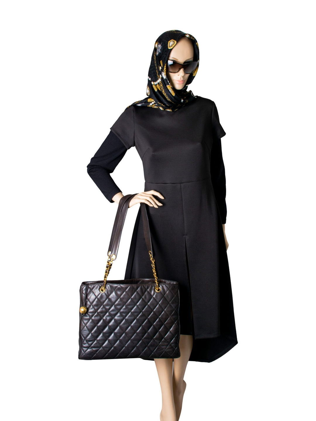 Top Quality Chanel Quilted Leather CC Logo Medallion Large Shopper Bag Brown