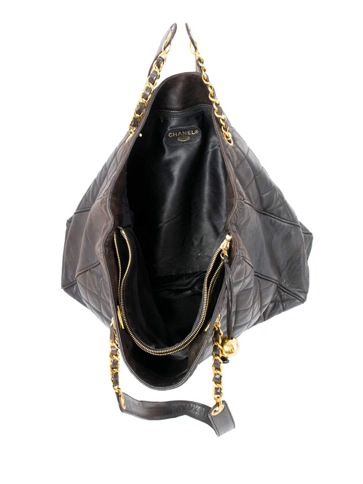 Top Quality Chanel Quilted Leather CC Logo Medallion Large Shopper Bag Brown