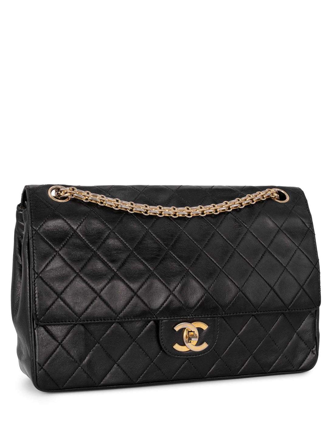 Top Quality Chanel Quilted Leather CC Logo Medium Double Flap Bag Black