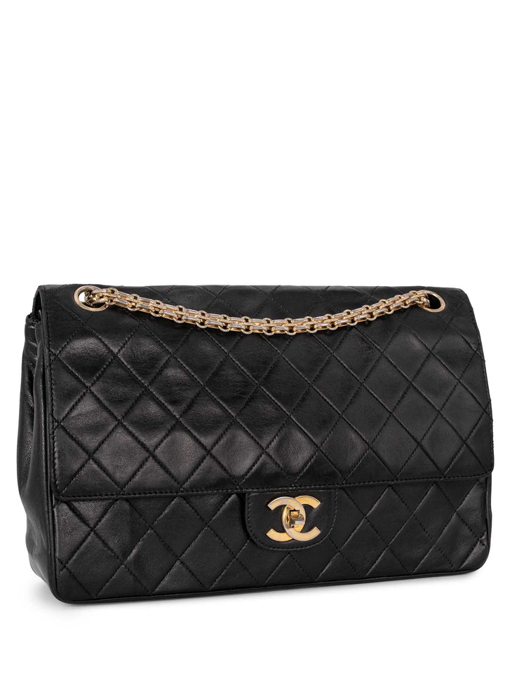 Top Quality Chanel Quilted Leather CC Logo Medium Double Flap Bag Black