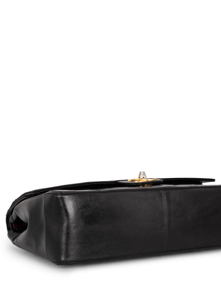 Top Quality Chanel Quilted Leather CC Logo Medium Double Flap Bag Black