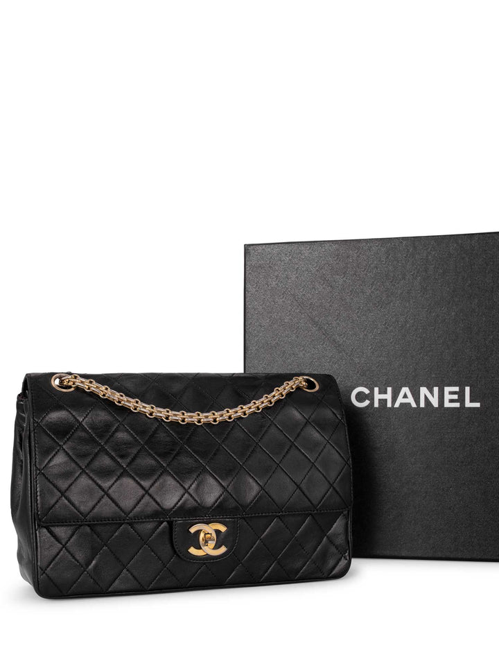 Top Quality Chanel Quilted Leather CC Logo Medium Double Flap Bag Black