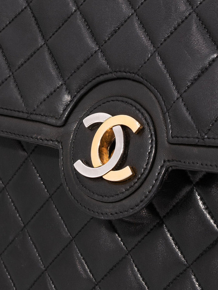 Top Quality Chanel Quilted Leather CC Logo Medium Flap Bag Black