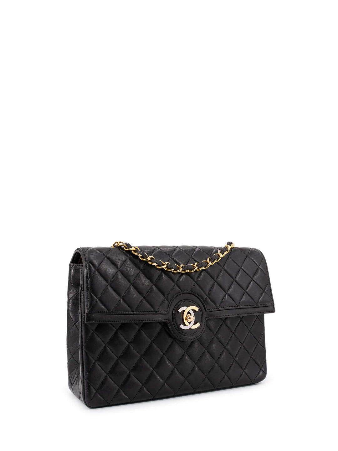 Top Quality Chanel Quilted Leather CC Logo Medium Flap Bag Black