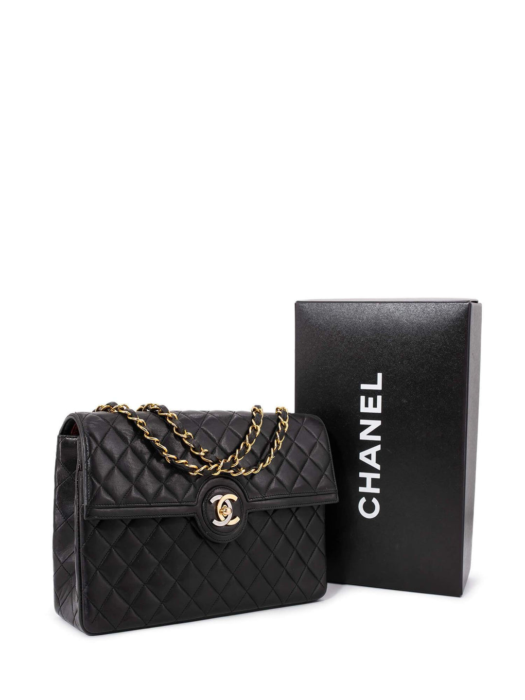 Top Quality Chanel Quilted Leather CC Logo Medium Flap Bag Black