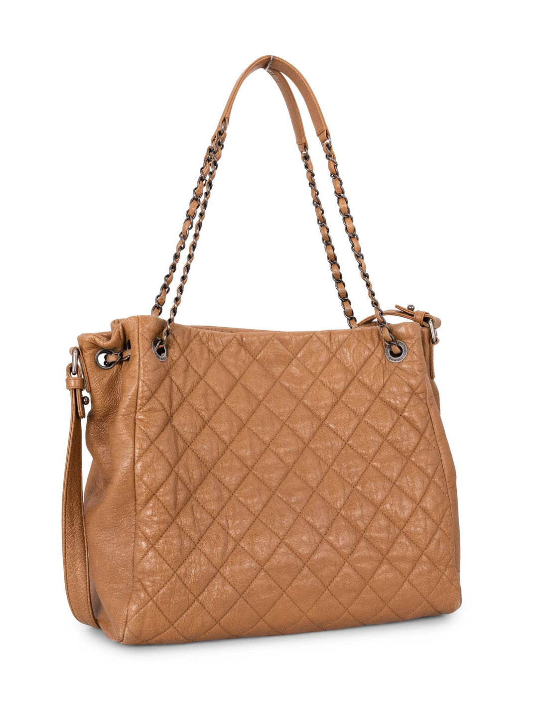 Top Quality Chanel Quilted Leather CC Logo Shopper Bag Brown