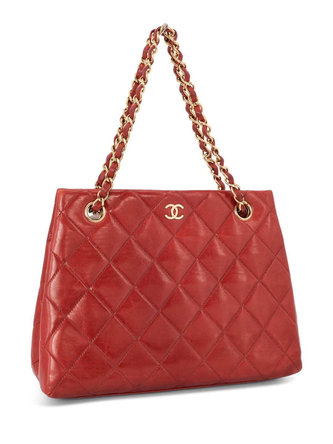 Top Quality Chanel Quilted Leather CC Logo Shoulder Bag Red