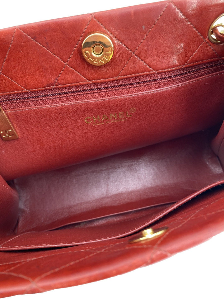 Top Quality Chanel Quilted Leather CC Logo Shoulder Bag Red