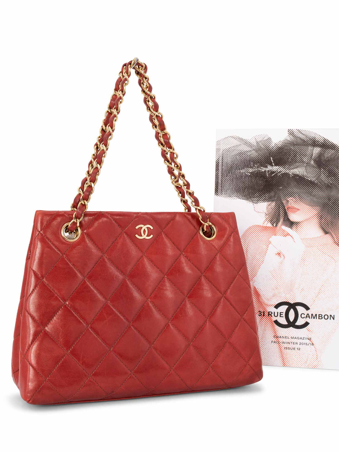 Top Quality Chanel Quilted Leather CC Logo Shoulder Bag Red
