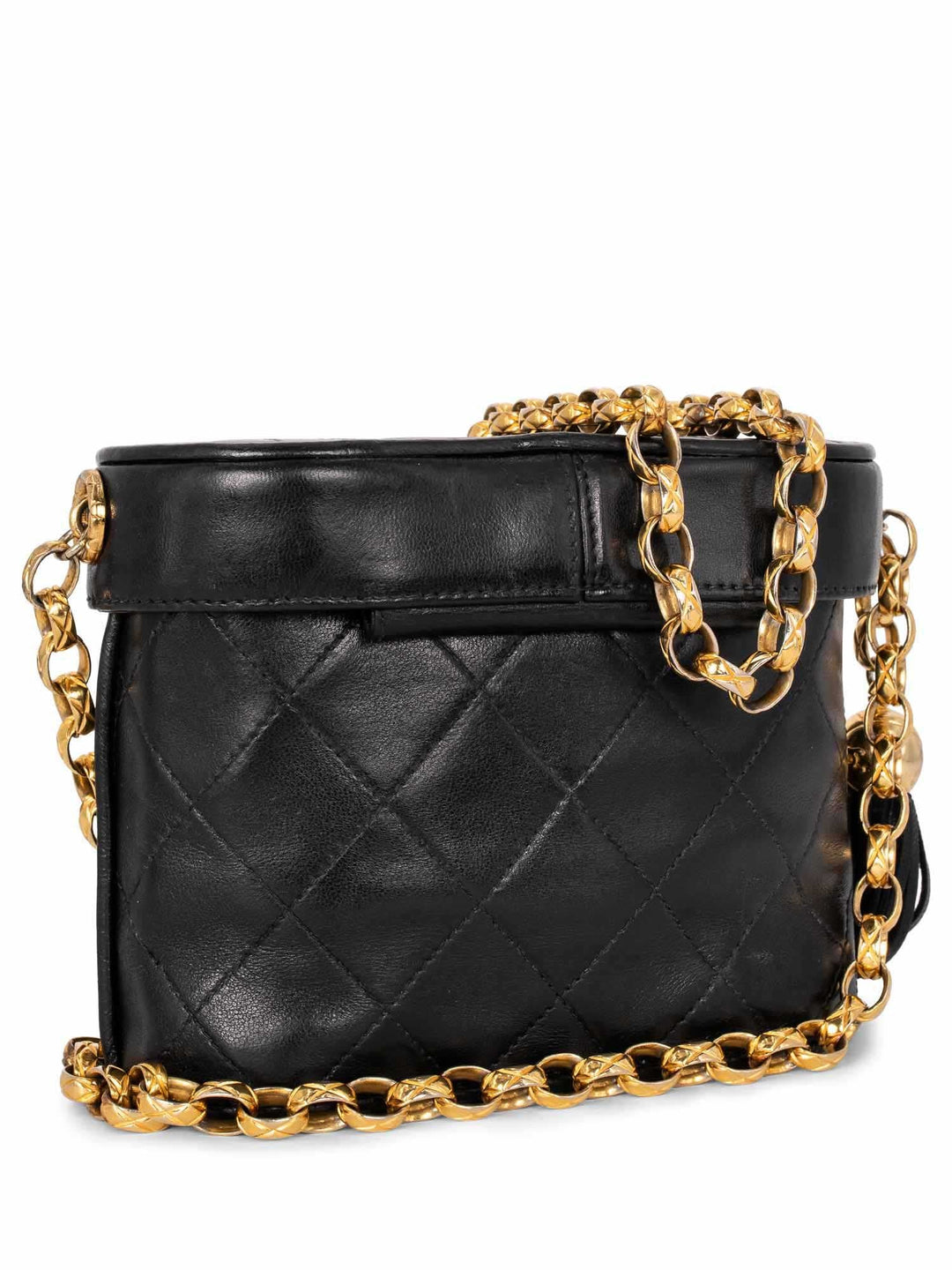 Top Quality Chanel Quilted Leather CC Logo Tassel Mini Bucket Bag Navy Blue