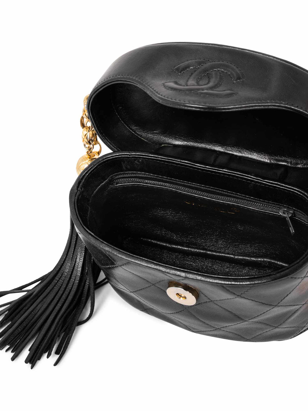 Top Quality Chanel Quilted Leather CC Logo Tassel Mini Bucket Bag Navy Blue