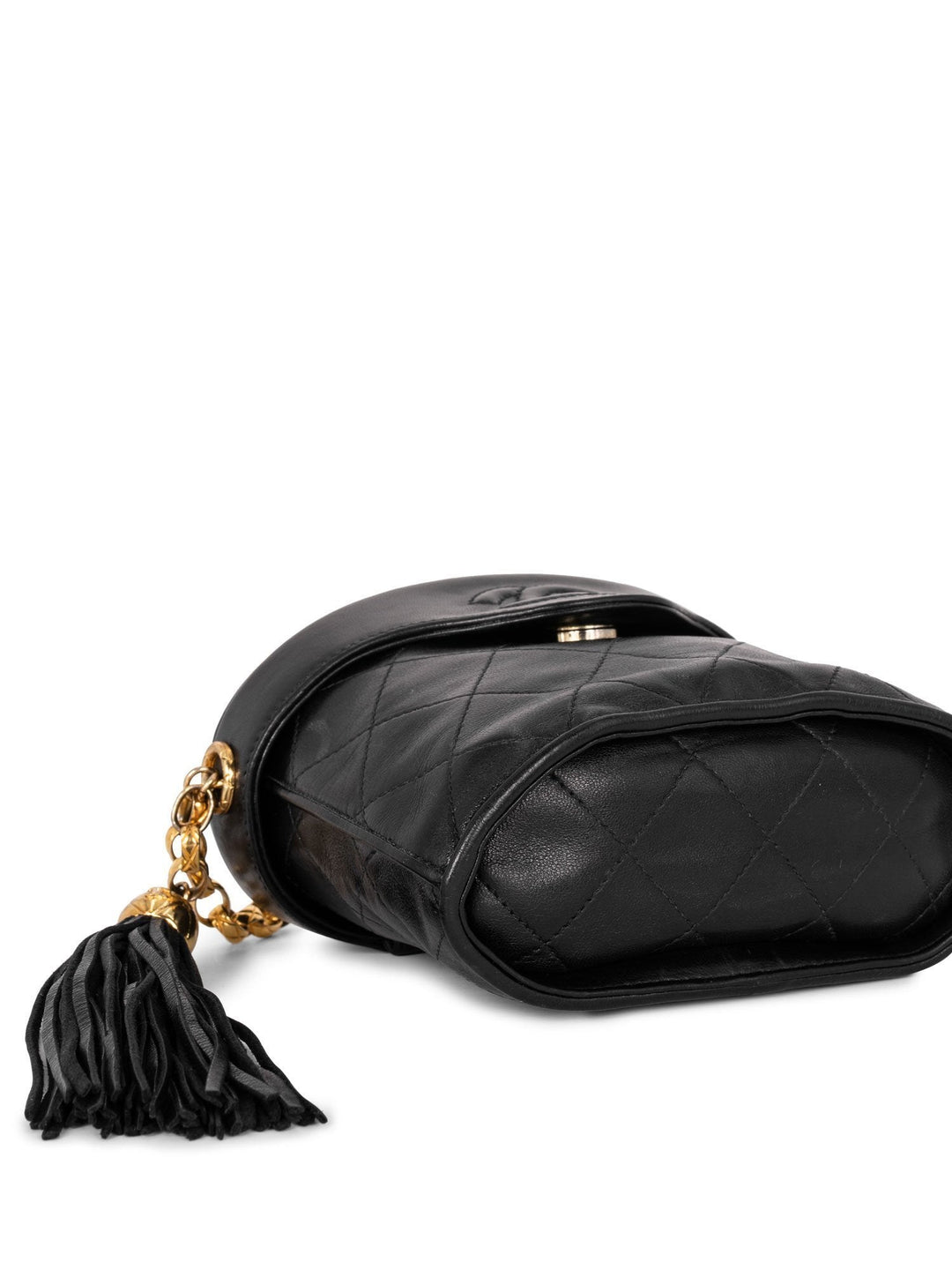 Top Quality Chanel Quilted Leather CC Logo Tassel Mini Bucket Bag Navy Blue