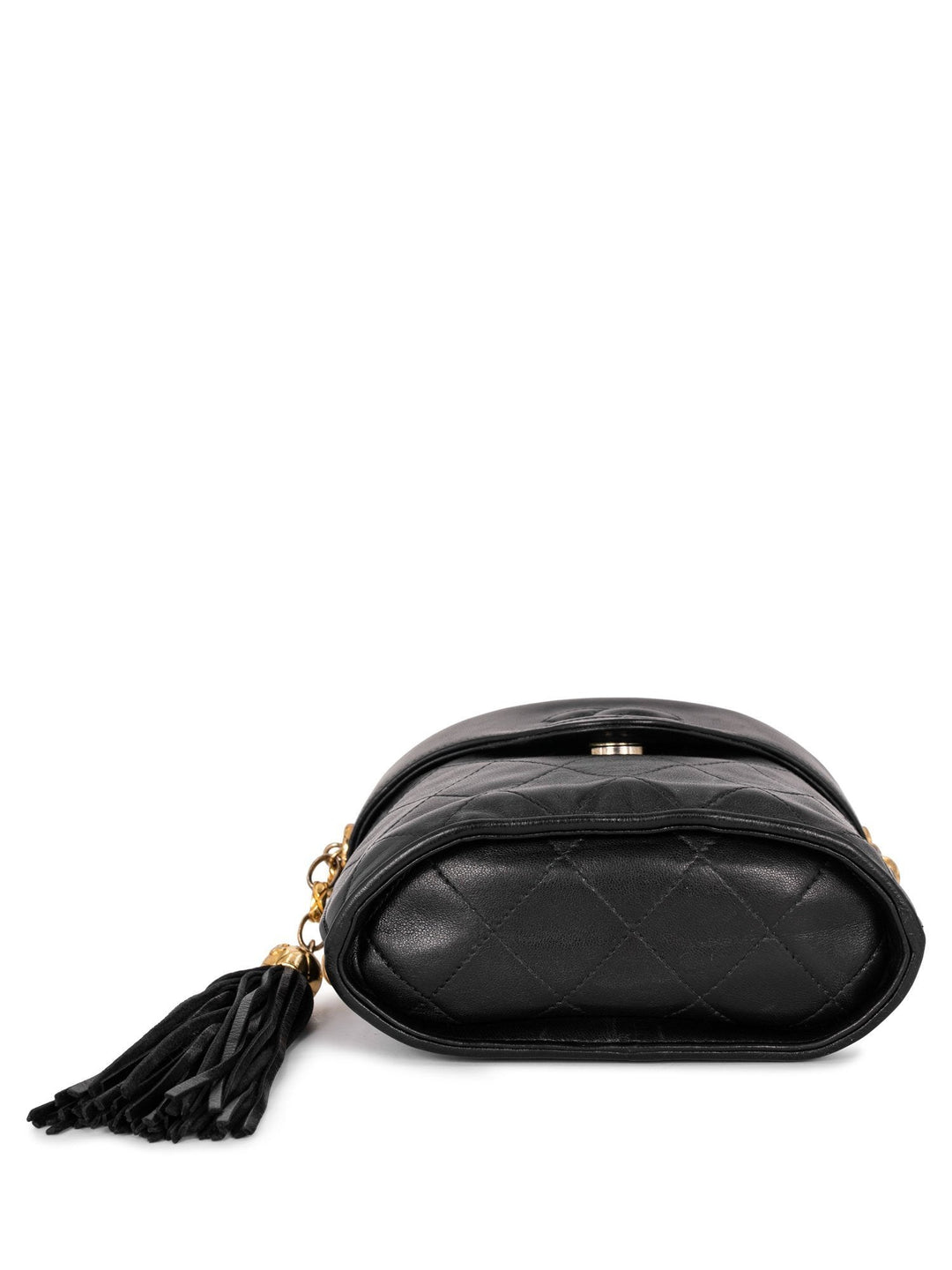 Top Quality Chanel Quilted Leather CC Logo Tassel Mini Bucket Bag Navy Blue