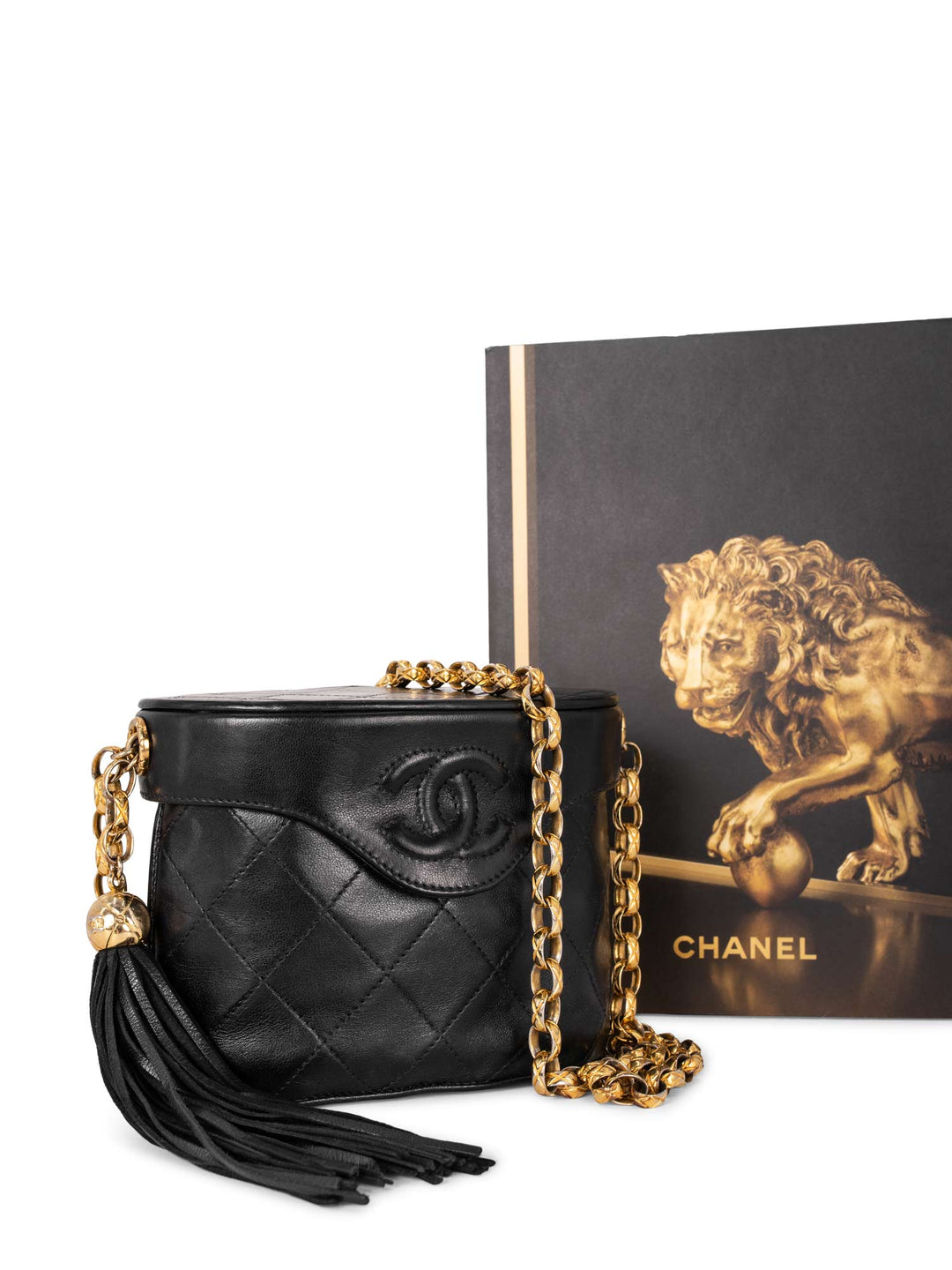 Top Quality Chanel Quilted Leather CC Logo Tassel Mini Bucket Bag Navy Blue