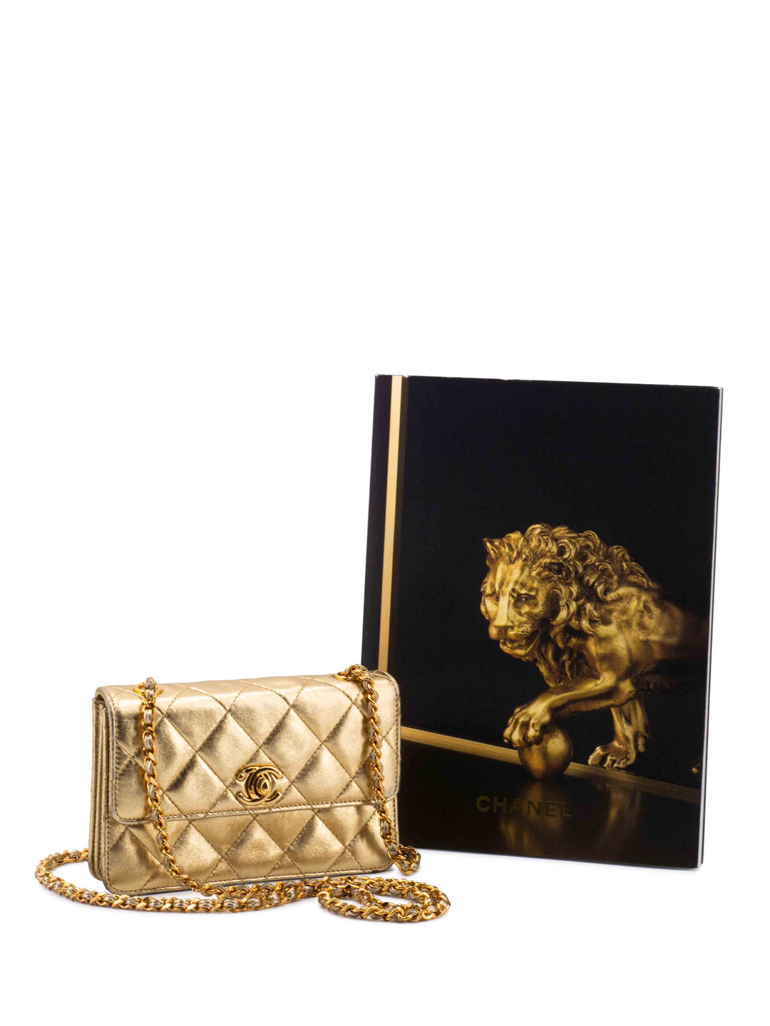 Top Quality Chanel Quilted Leather CC Mini Flap Messenger Bag Gold