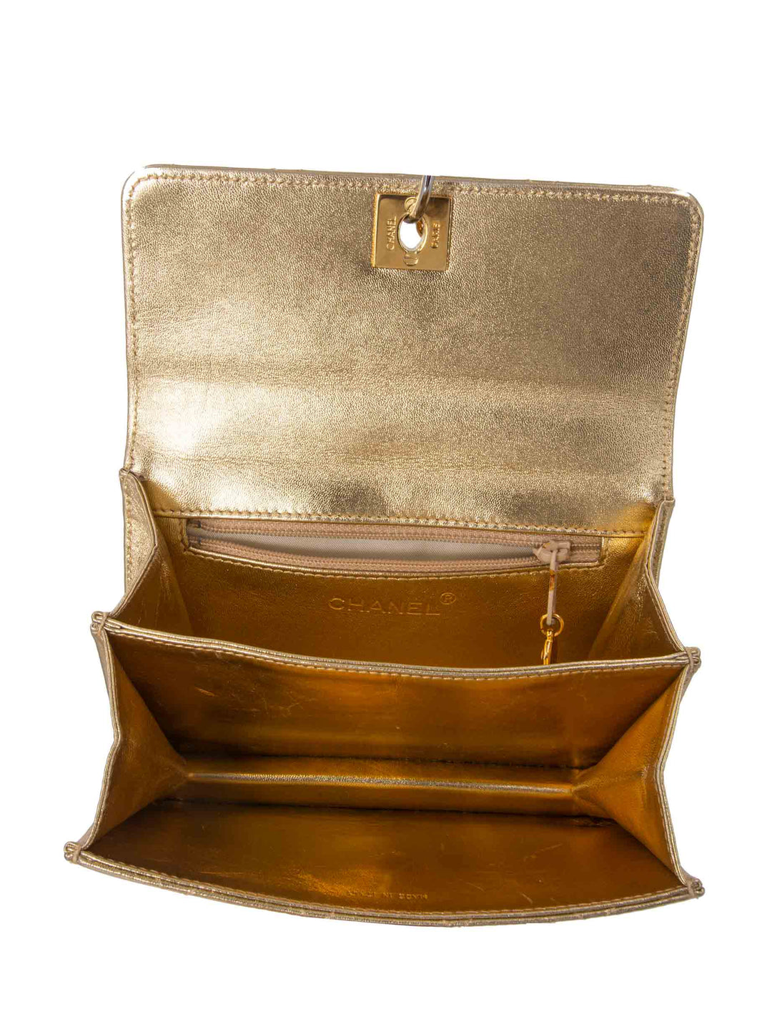 Top Quality Chanel Quilted Leather CC Mini Flap Messenger Bag Gold