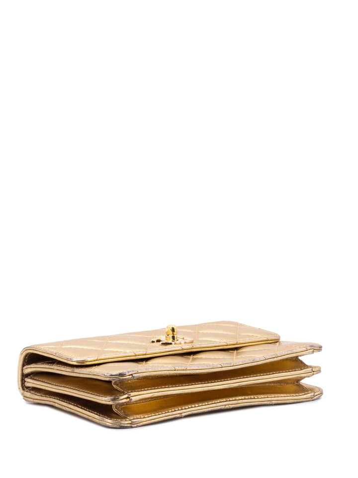 Top Quality Chanel Quilted Leather CC Mini Flap Messenger Bag Gold