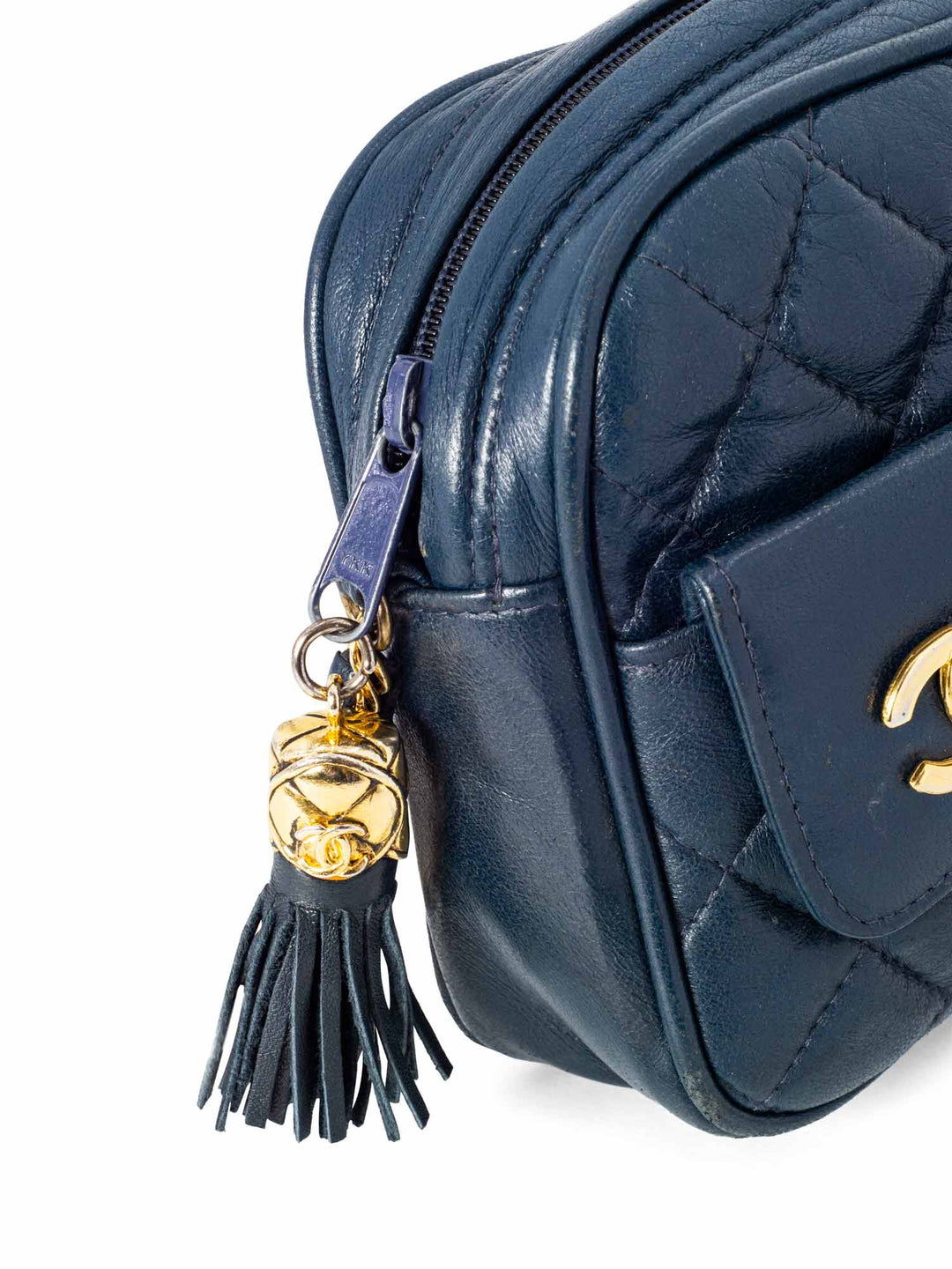 Top Quality Chanel Quilted Leather CC Tassel Camera Bag Blue