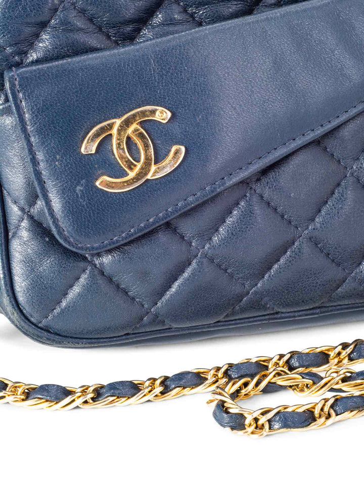 Top Quality Chanel Quilted Leather CC Tassel Camera Bag Blue